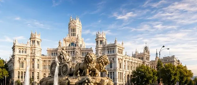 Fuente de Cibeles y Palacio de Cibeles, en Madrid